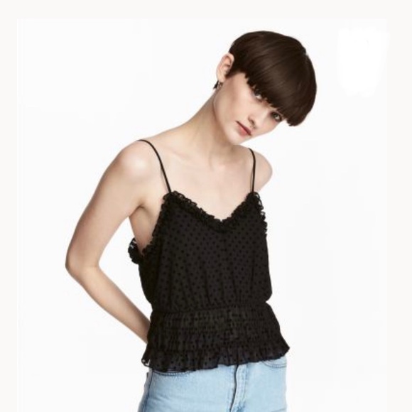 *SOLD* Black polka dot print cropped tank - Picture 3 of 4